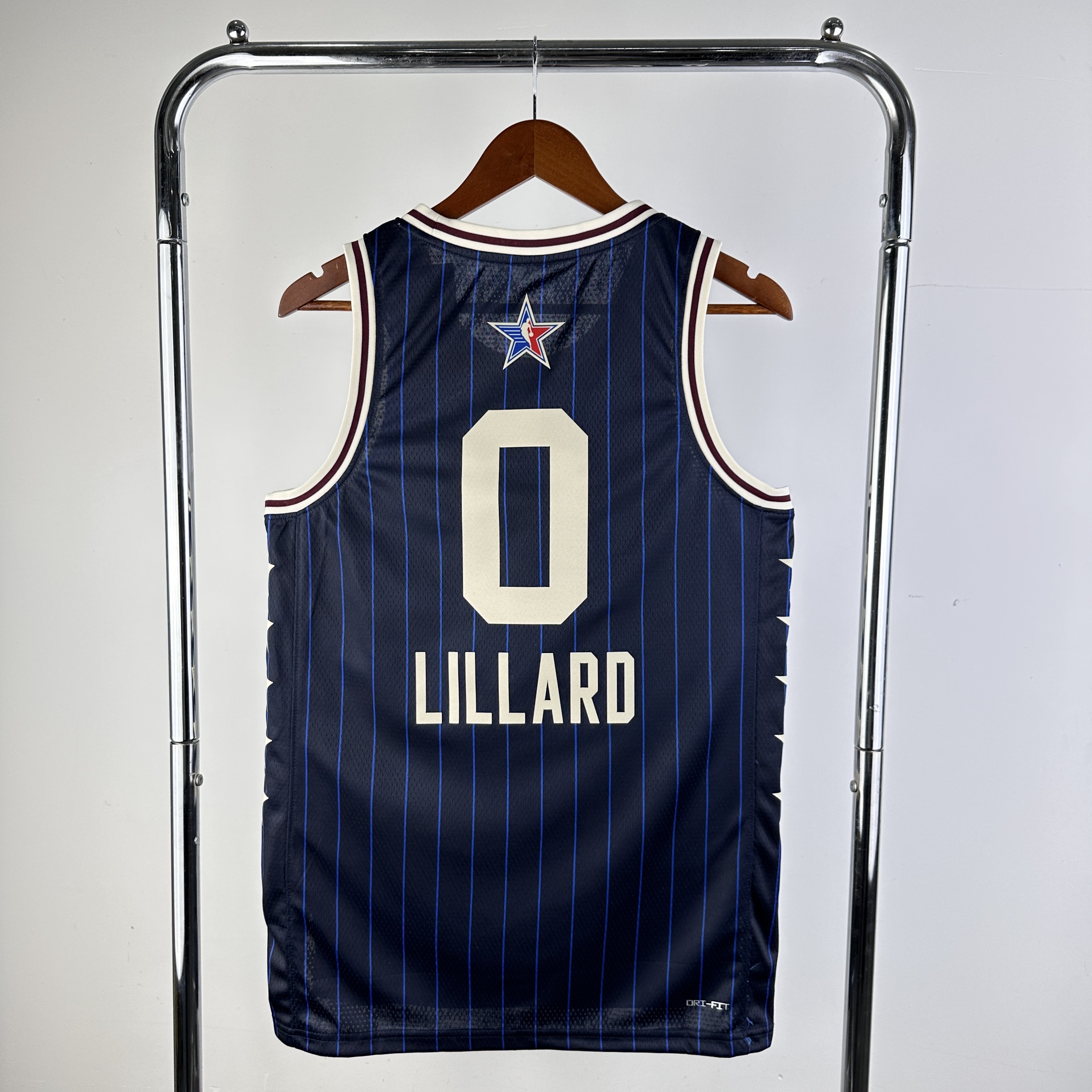 Men All-star season #0 Lillard Blue Stripe 2024 NBA Jersey